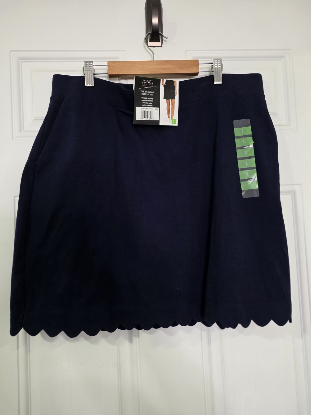 Jones New York Navy Scalloped-Hem Skort - Picture 2 of 5